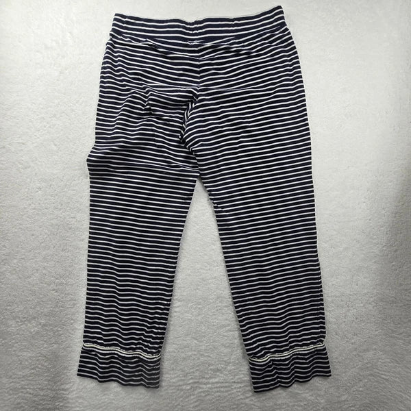 J Crew Womens Pajama Set L Blue White Striped Long Sleeve Sleepwear Lounge Comfy