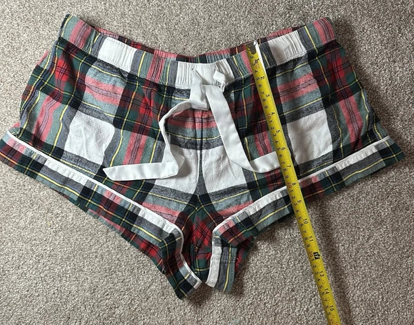 Victoria’s Secret Red Green Plaid Comfy Casual Summer Fall Sleep PJ Shorts Large