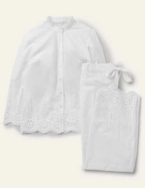BODEN LADIES Broderie COTTON Pyjama Set WHITE SIZE UK 14 N0003 BRAND NEW  T2,30