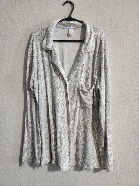 Eberjey Gisele Long-sleeve Printed Pajama set white/grey size medium