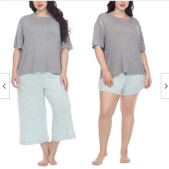 HONEYDEW WOMEN'S CHILLED STAR 3 PC PAJAMA SET (GRAY MINT X-LARGE)NWT