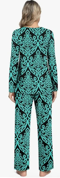 PRETTY Women's Pajamas, Long Sleeve Top, Pants with Pockets, 2X, Excellent! NWOT