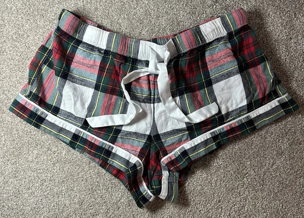 Victoria’s Secret Red Green Plaid Comfy Casual Summer Fall Sleep PJ Shorts Large