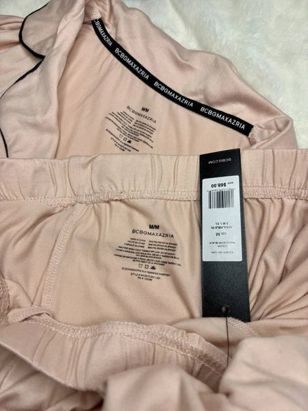 BCBG MAXAZRIA Women's Short Sleeve Notch Collar Top and Capri Pants Pajama Set M