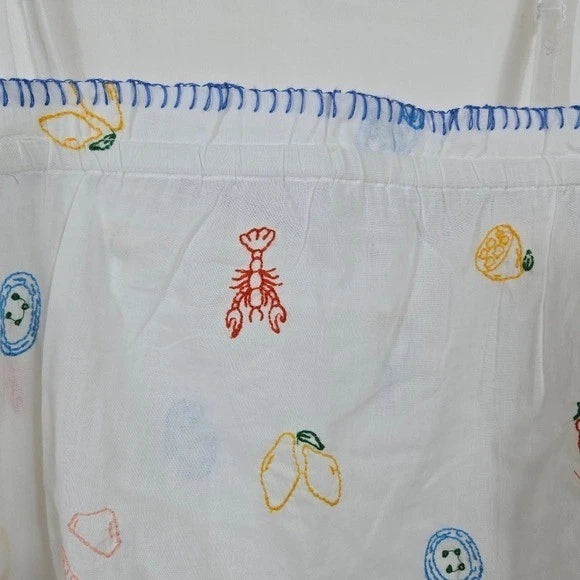 Cynthia Rowley Women's White Summer Embroidery Cotton Pajama Top Short Set S NEW