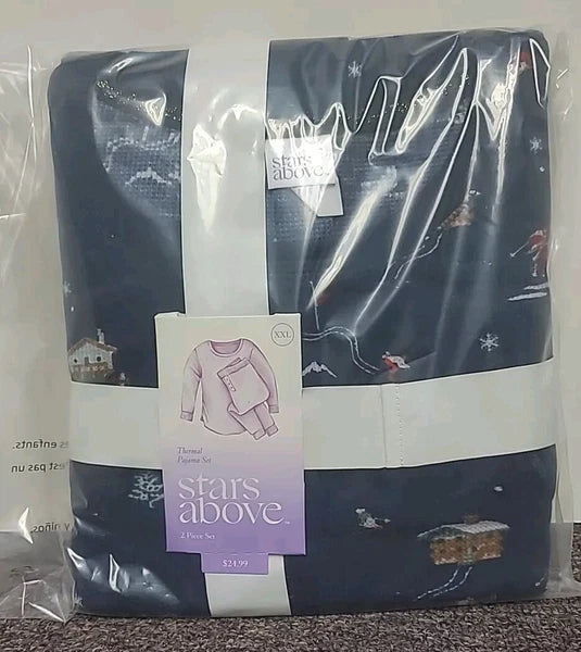 2 Piece Womens Thermal Pajama Set Smart Blue  XXL Stars Above NWT  Fast Shipping
